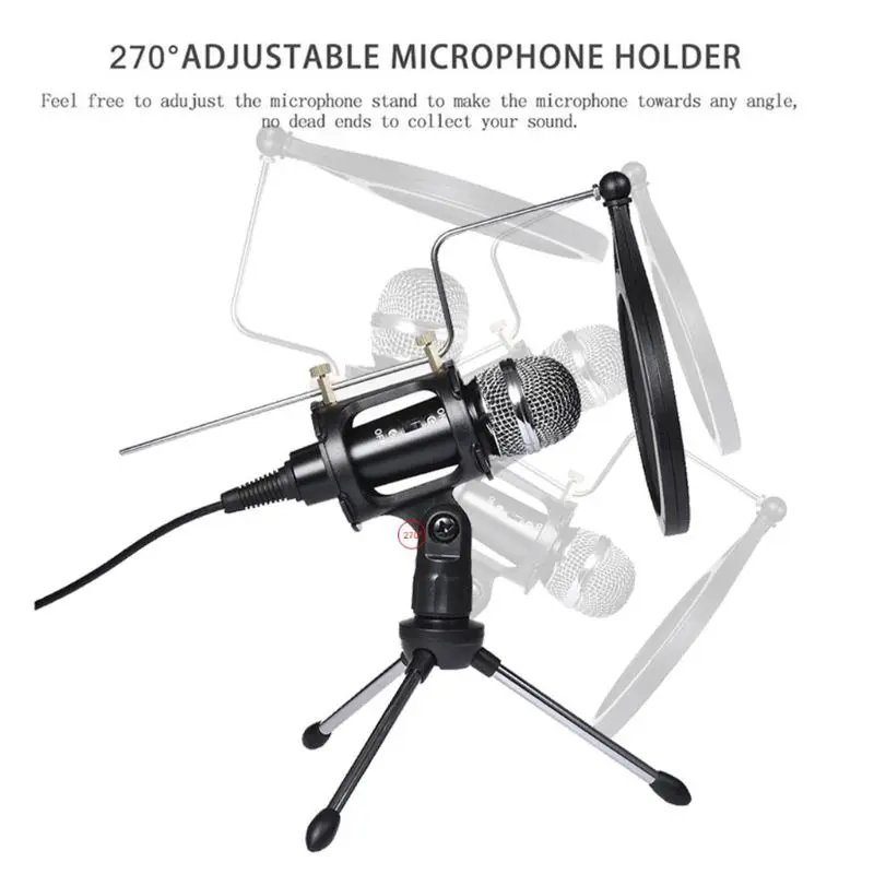 1Set USB Computer Microphone Phone Condenser Mic Stand for Broadcast Interview | Электроника