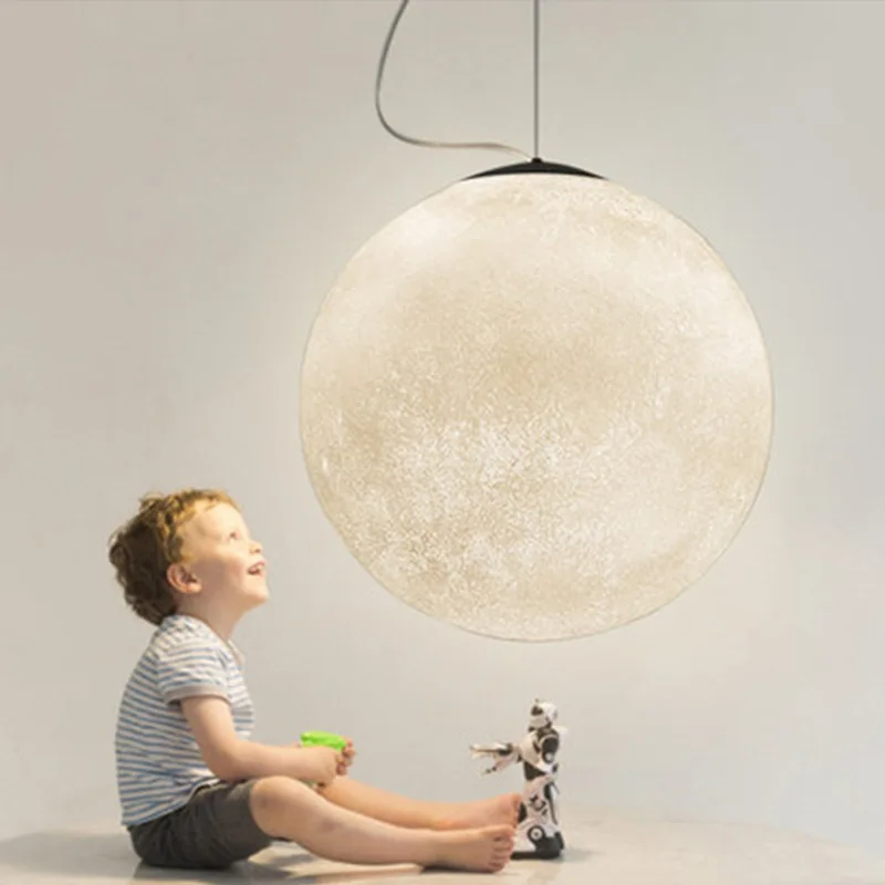 Подвесной светильник с 3D принтом необычный ночник в виде Луны для ресторана/бара