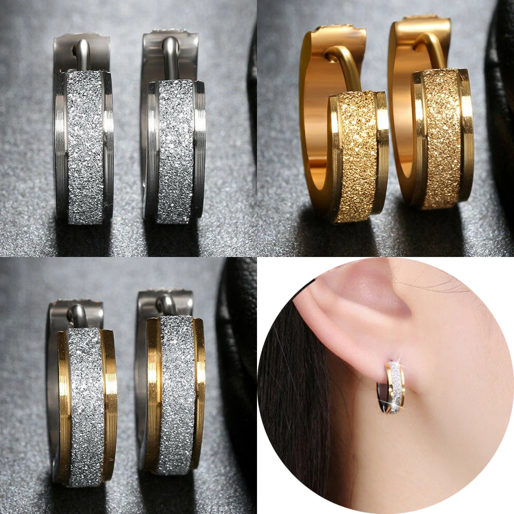 Серьги-кольца из нержавеющей стали для мужчин и женщин Простые Модная бижутерия