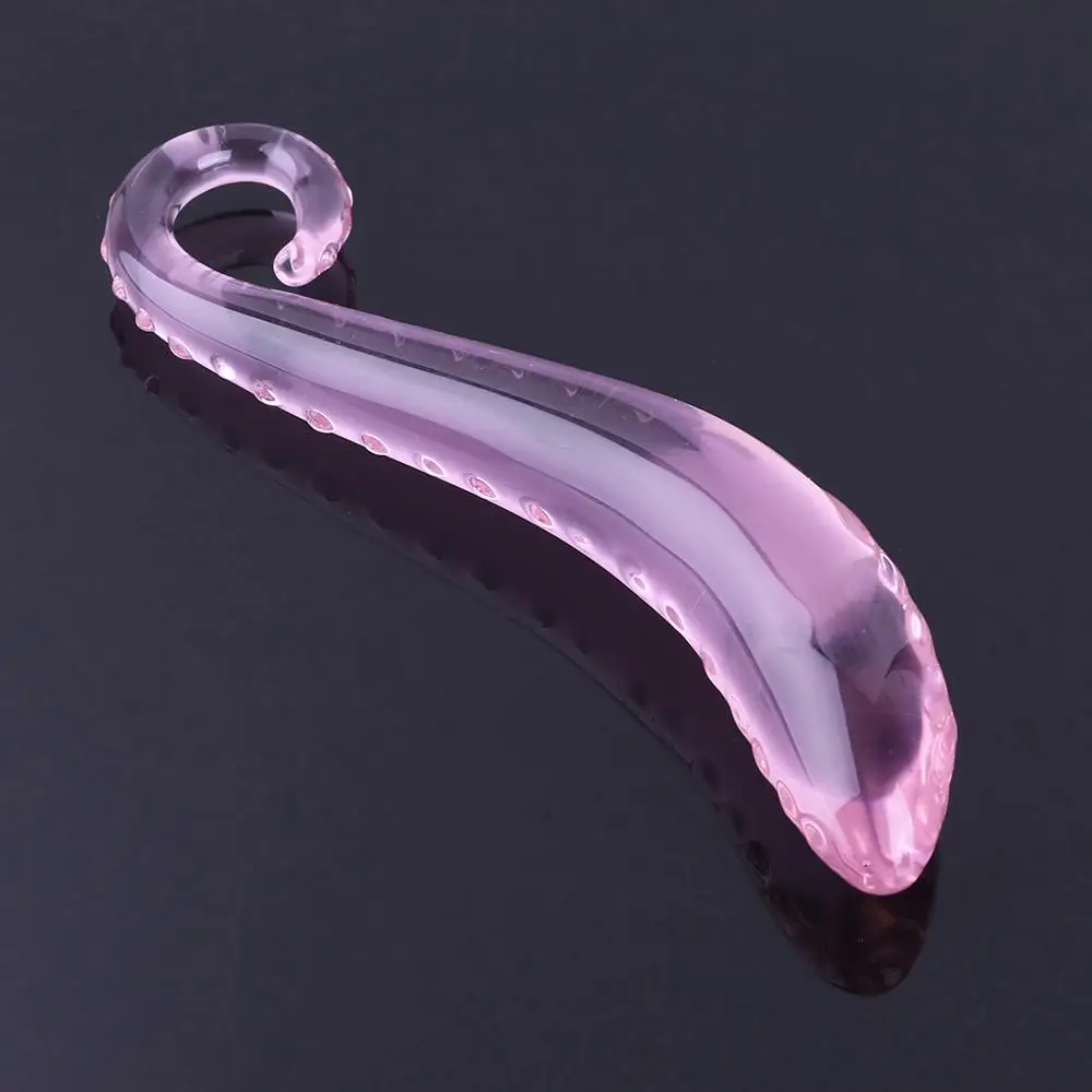 Анальная пробка в форме гиппокампа Розовый стеклянный фаллоимитатор пенис