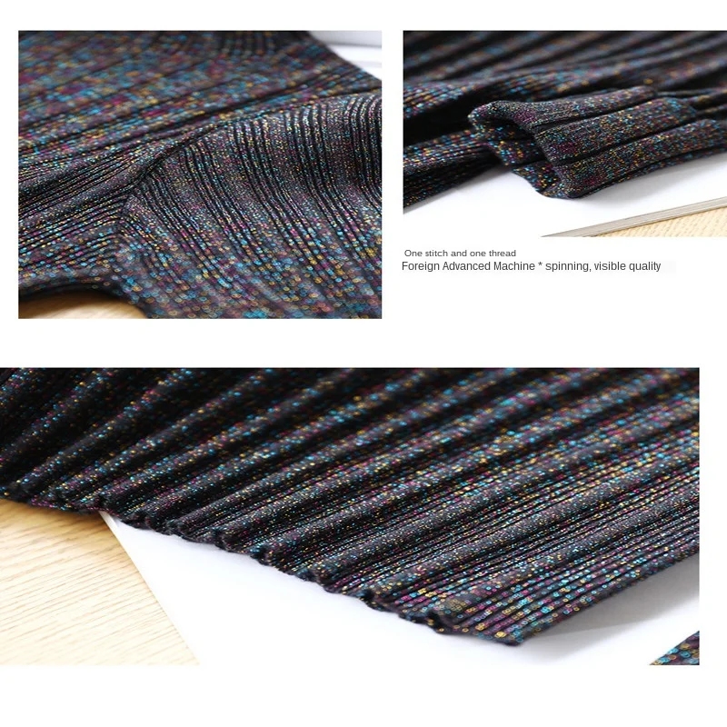 

Autumn and Winter New Bright Silk Elastic Black Sweater Women's All-match Slim-fit Half-turtleneck Base Sweater Women's Pullover