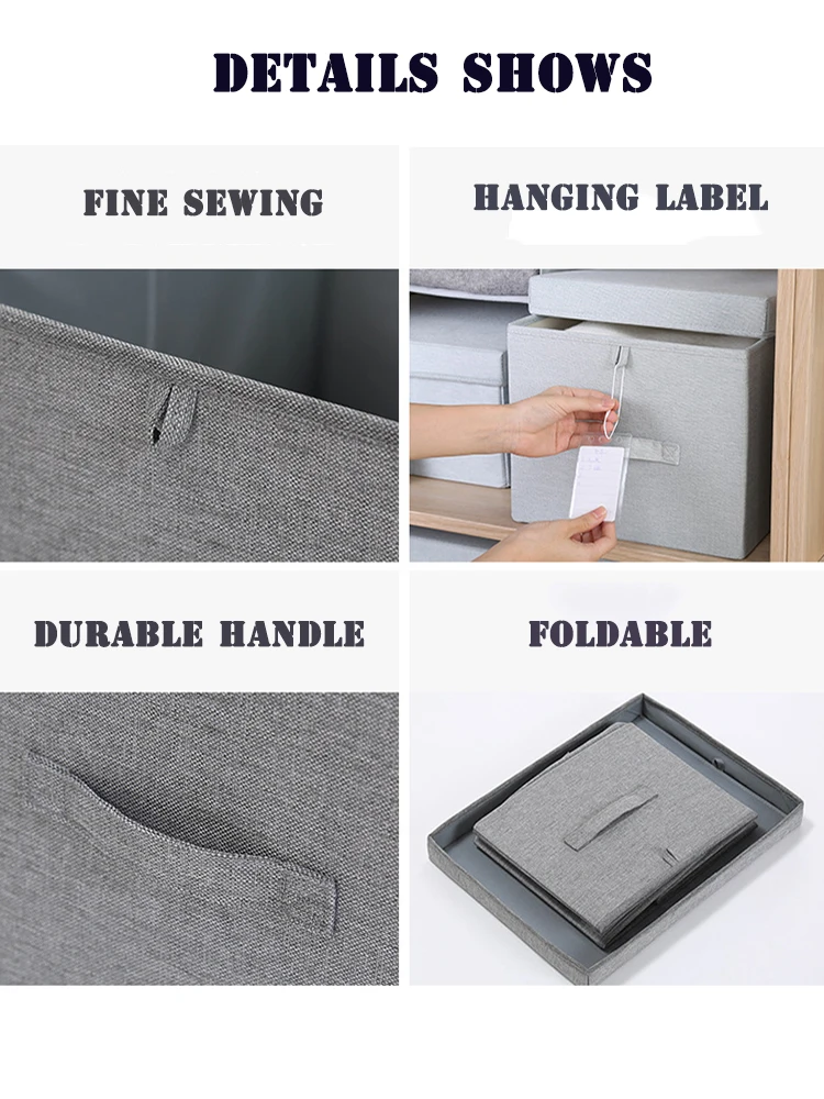 

Foldable Storage Bin with Lid and Durable Handles Cube Fabric Storage Box Organizer Containers Toys Clothes Organizer