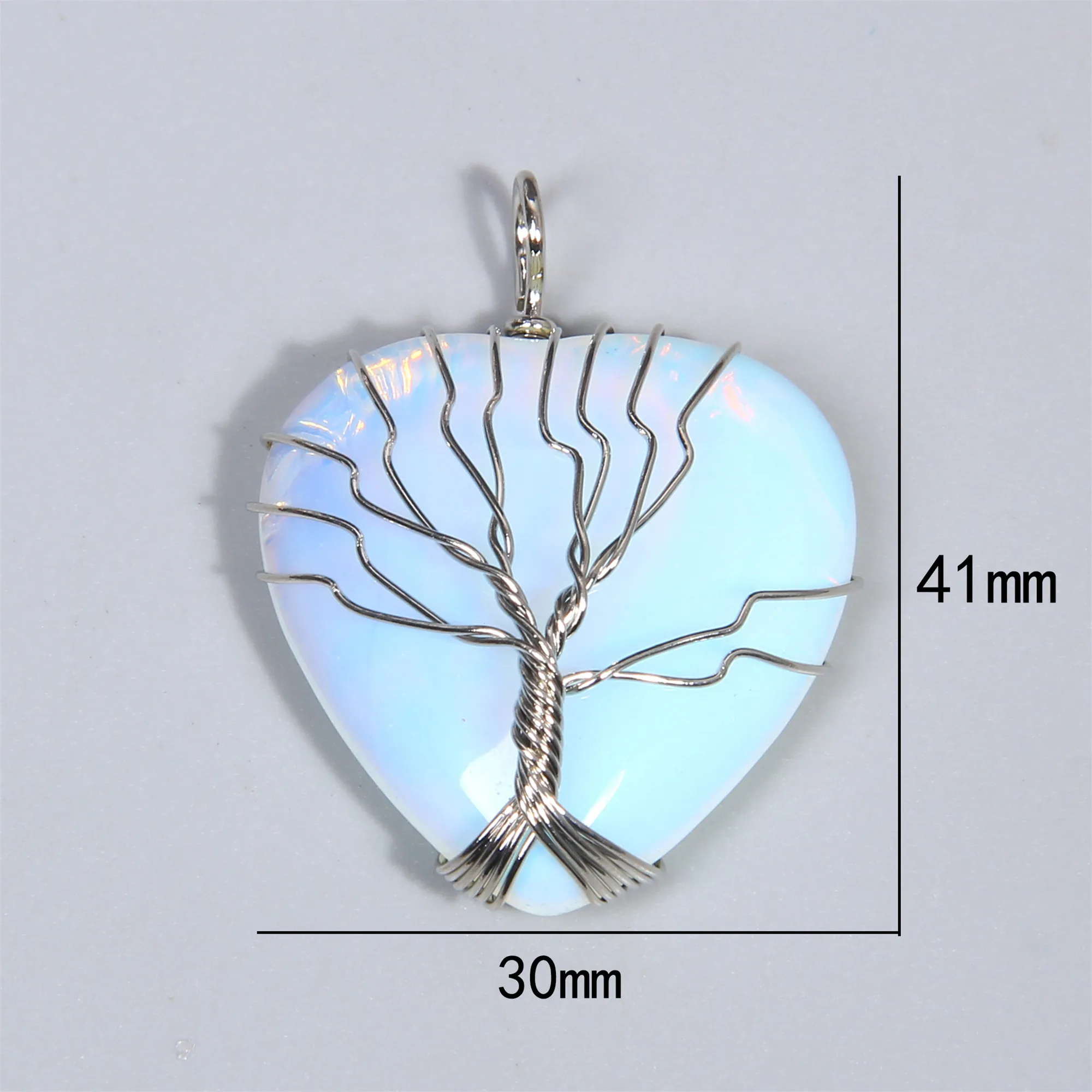 Ожерелье из белого опала 1 шт. подвеска драгоценного камня в виде сердца для