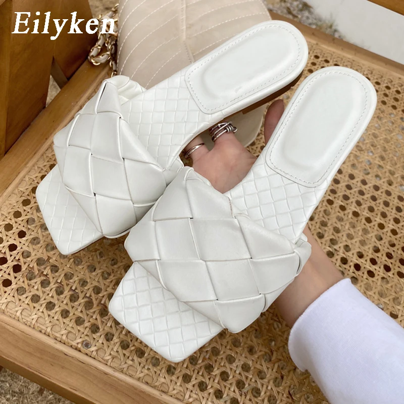 Eilyken новые модные сетчатые Кожаные квадратные туфли с открытым носком