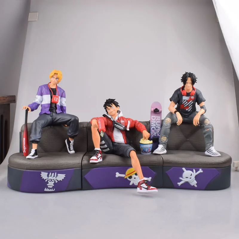 

Anime ONE PIECE Fashion Style Luffy Ace Sabo Figure Model Toy