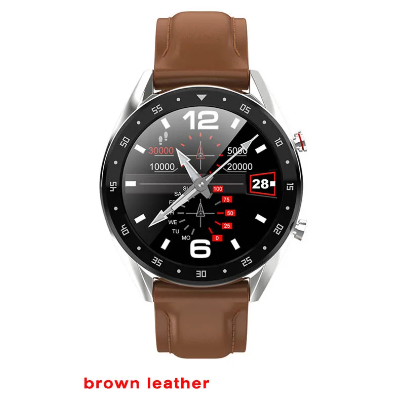 Greentiger L7 Bluetooth Смарт-часы для мужчин ЭКГ+ PPG HRV монитор сердечного ритма артериального давления IP68 Водонепроницаемый умный браслет Android IOS - Цвет: brown leather