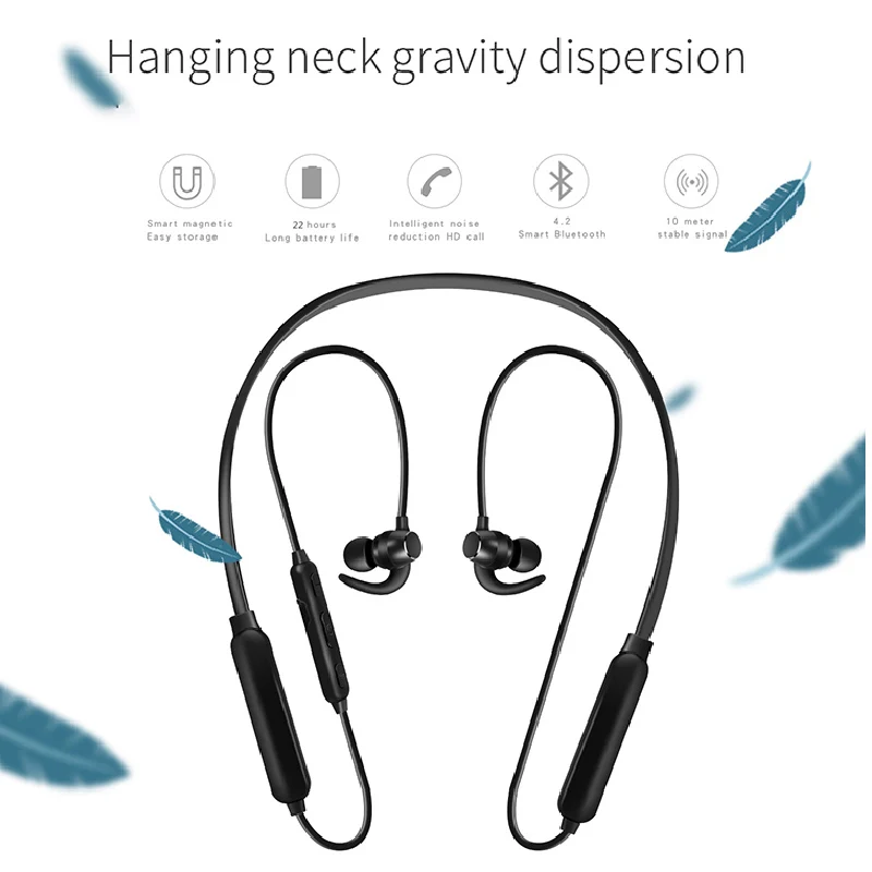 Наушники Беспроводные с шейным ободом и поддержкой Bluetooth магнитным дизайном на
