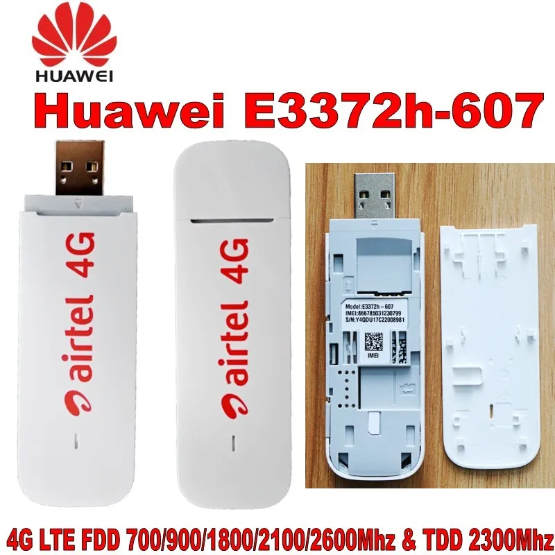 Партия 100 шт. Huawei E3372h 607 разблокированный LTE 4G 3G 2G широкополосный 150 Мбит/с USB + 2