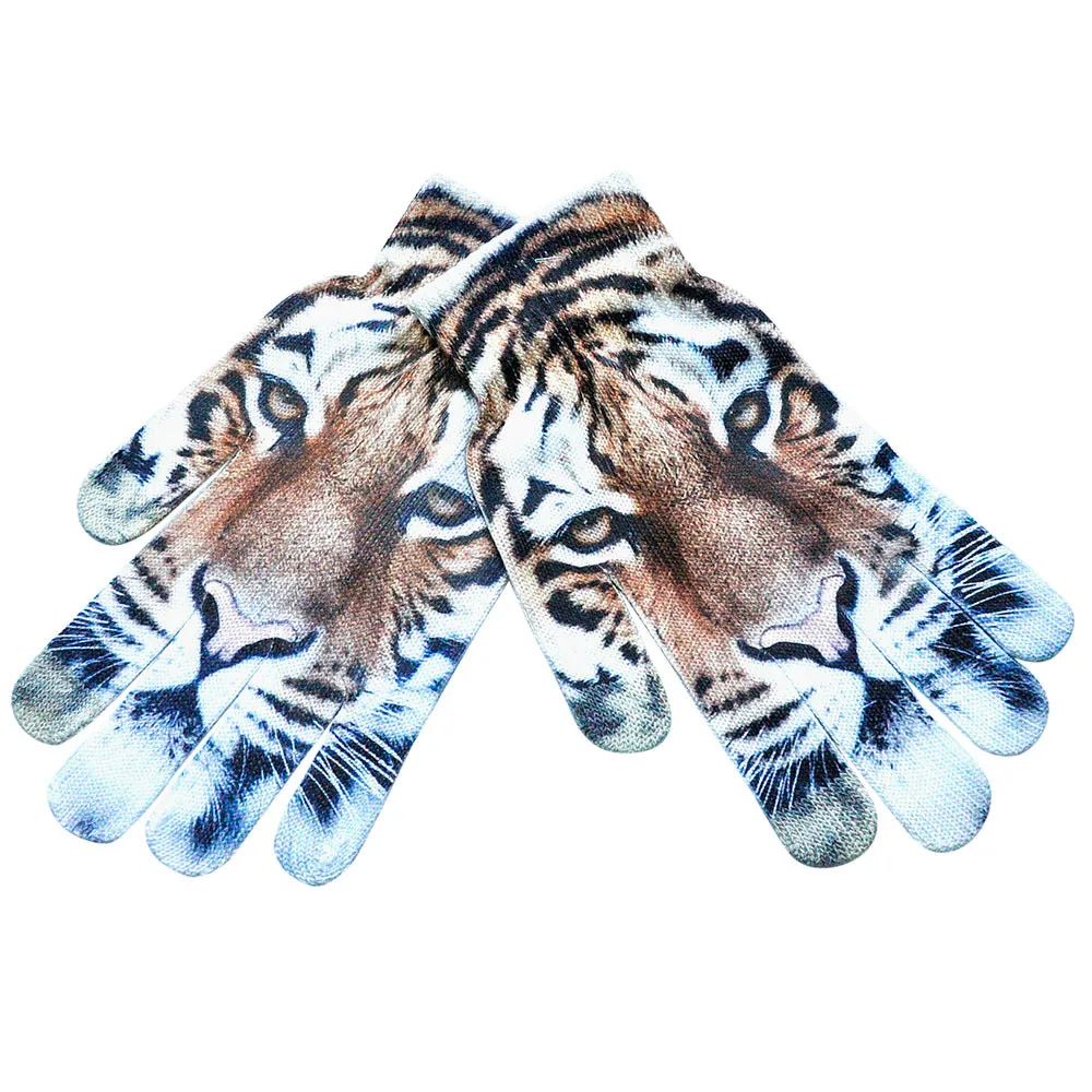 

Men Women Gloves Winter Warm 3d Print Knitted Phone Screen Kitty Cute Gloves Full Finger Bike Bicycle Breathable Sports Gloves