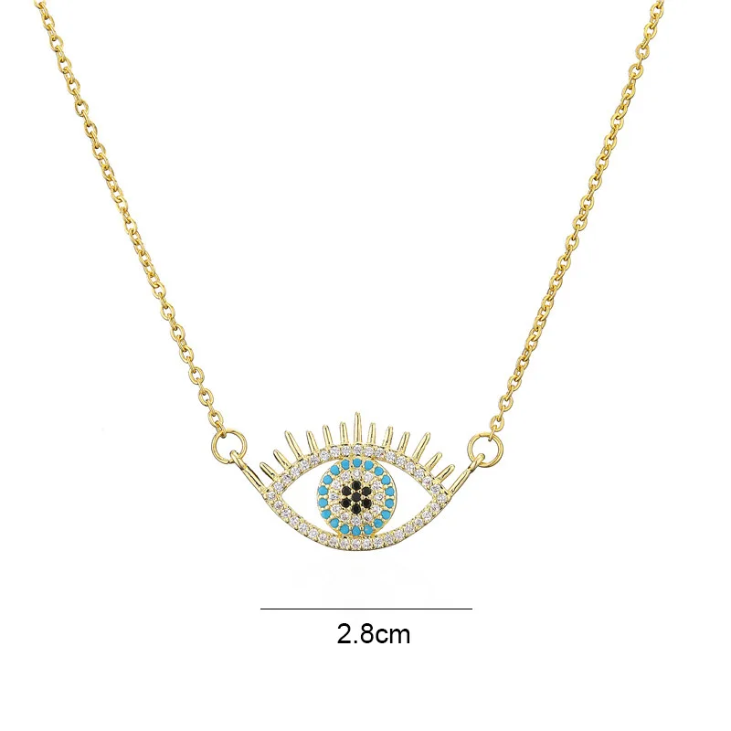 

Classic Demon Eye Pendant Necklace Ladies Fashion Eye Neck Chain Copper Alloy Micro-Inlaid Zircon Accessories