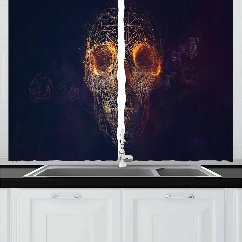 Череп ужас Шторы s плотные комната удобные занавески мультфильм Серый Ванная