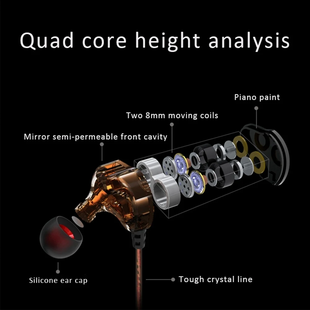 Ubeamer вкладыши проводные наушники двойной блок привод стерео Бас Сабвуфер