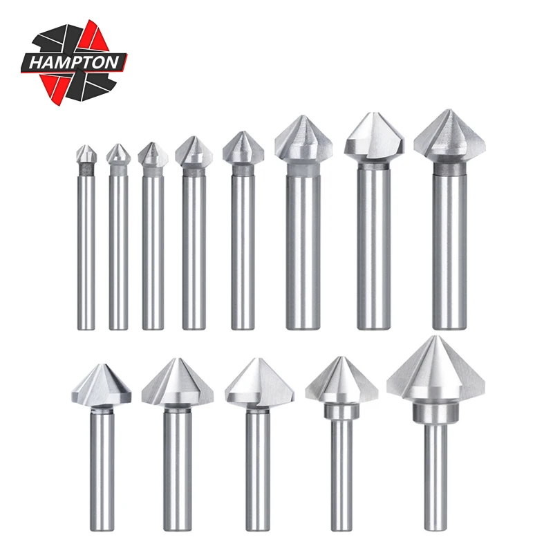 

HAMPTON Countersink Drill Bit 4.5-50mm High Speed Steel Wood Metal Hole Drilling Tool 3 Flute 90 Degrees Chamfering Cutter