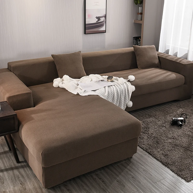 Однотонные флисовые эластичные Чехлы для дивана из спандекса и бархата