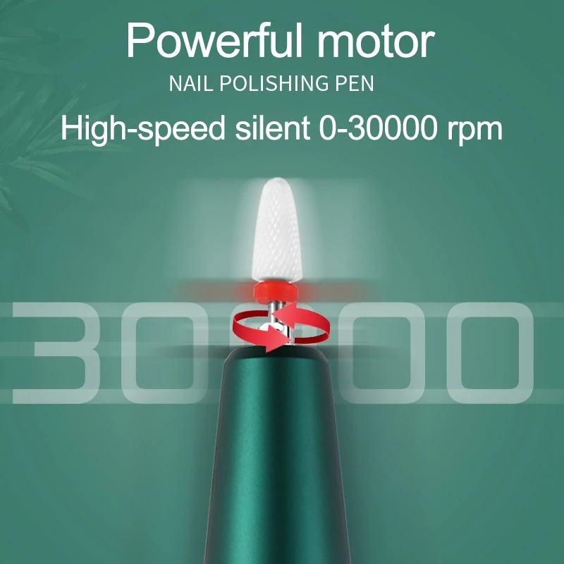 

USB Nail Polish Pen Remover Grinding Machine LCD Power Bank Portable Rechargeable Ceramic Head Nail Manicure