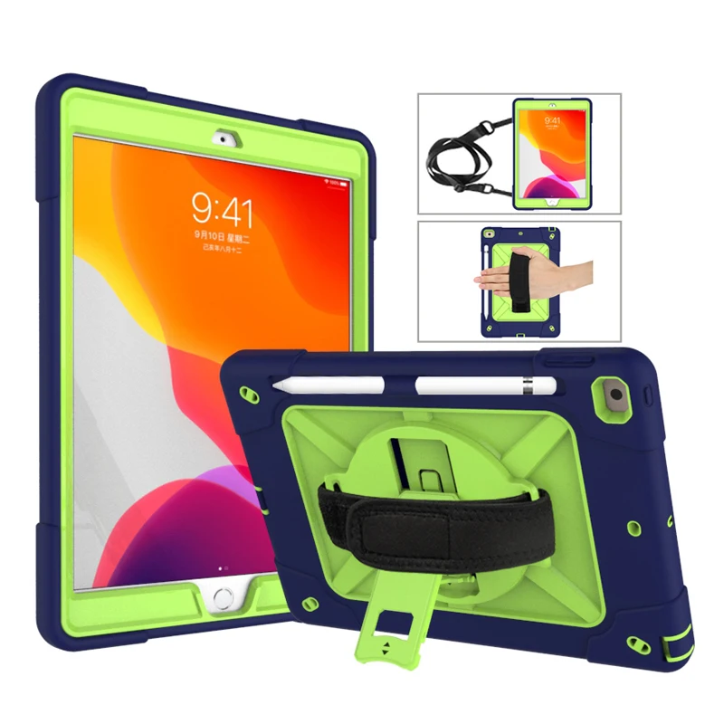 

Чехол с держателем ручного ремня для Apple, новый iPad 10,2 дюймов 2019 & 2020, противоударный гибридный защитный чехол с подставкой, чехол s