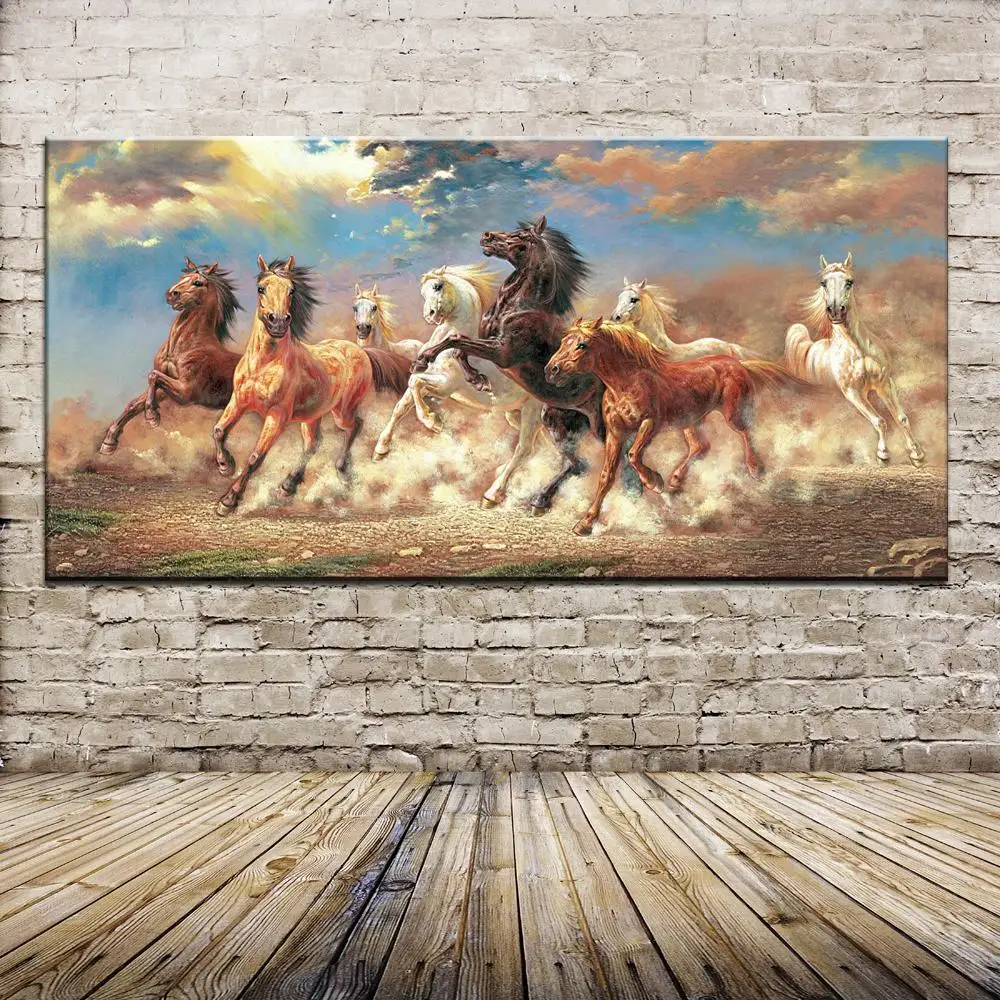 

full Square Round Diamond embroidery animal"Chinese 8 horse"diamond painting Cross Stitch Rhinestone Christmas wall decor FS7289
