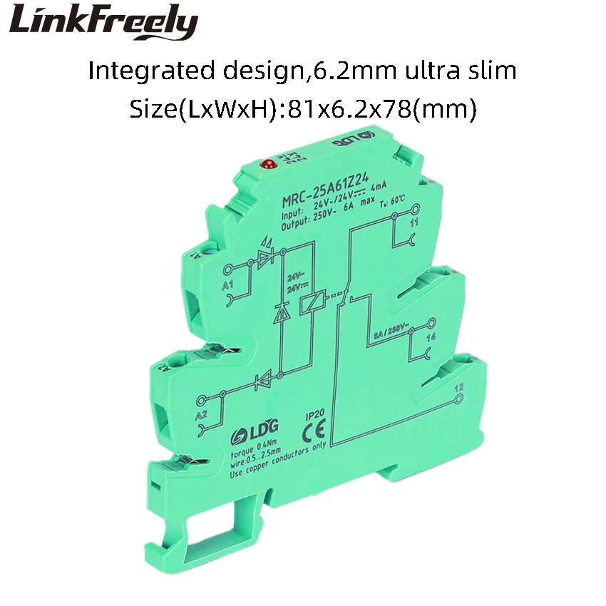 10 шт. плата модуля реле контакта электромагнитного тока 24 В переменного вход 6 А 250