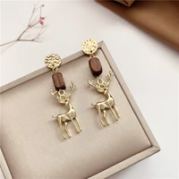 milu web celebrity fashion earrings deer stud earrings original wood restoring ancient ways of female women push back metal
