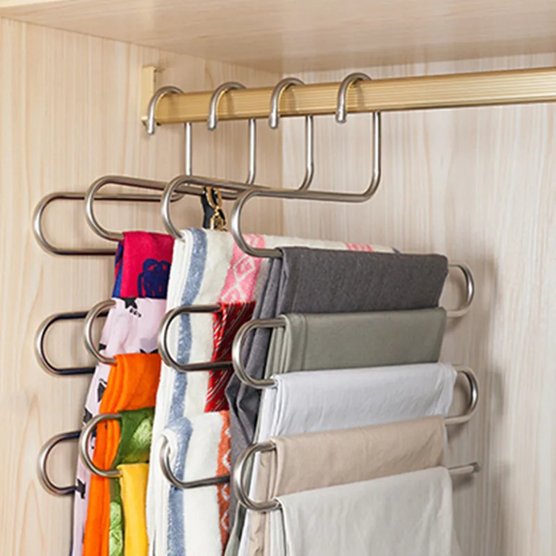 5 слоев s образные многофункциональные вешалки для одежды из нержавеющей стали