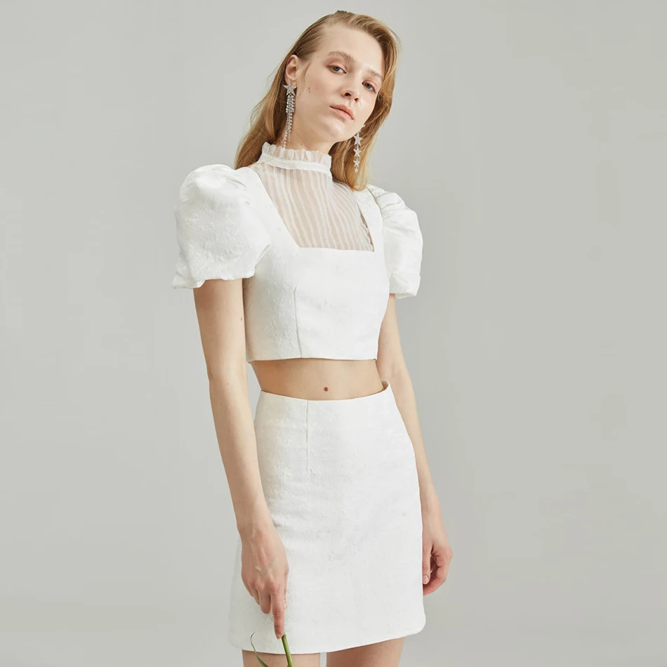 

Adyce New Summer White Lace Bodycon Bandage 2 Two Pieces Sets Sexy Women Short Sleeve Crop Tops& Mini Skirt Celebrity Club Sets