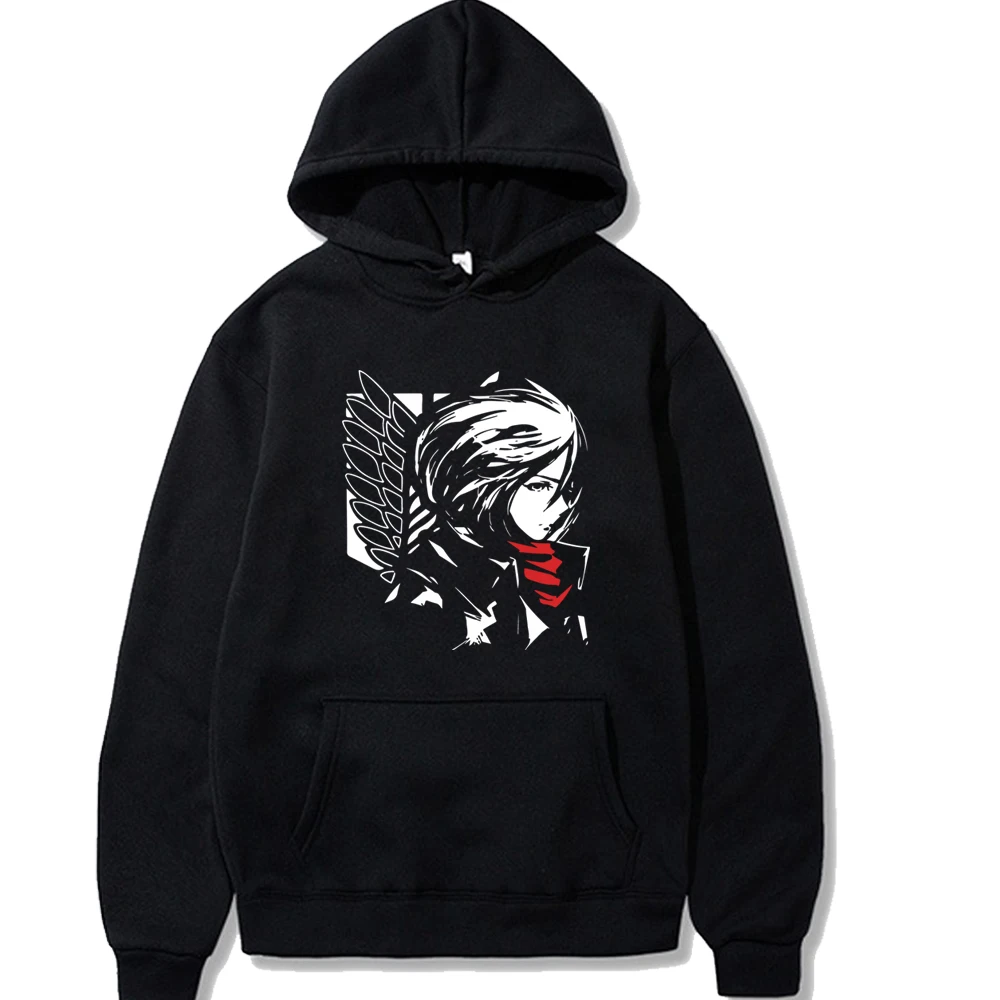 

Мужские толстовки с капюшоном «атака на Титанов», мужские пуловеры Mikasa Ackerman, толстовки, свитшоты с принтом, худи в стиле, аниме, уличные Топы