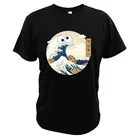 The Great Wave off Kanagawa Cookie-Monster, футболка с рисунком печенья, еда, европейские размеры, топы из чистого хлопка, футболка с рисунком