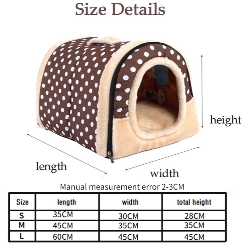 

Winter 2 In 1 Covered Cat Bed Portable Indoor Pet House Unique Comfortable Plush Foldable Small Dog House Portable Pet House