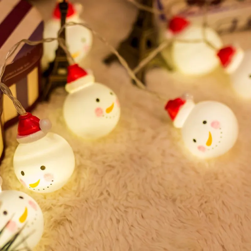 Светодиодные Красочные Фонари мигает строки Новогоднее украшение Санта Клаус