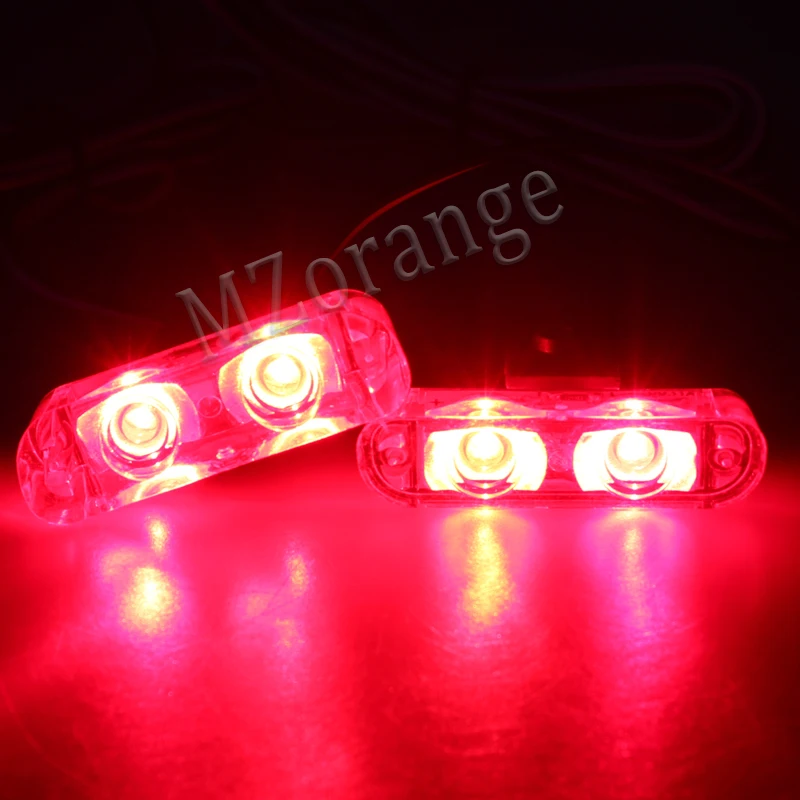 Высокая яркость 12 В 2X2 4LED Красный/Синий Желтый автомобиль полицейский стробоскоп вспышка светильник авариПредупреждение 3 мигающий противотуманный светильник s Стайлинг автомобиля - Цвет: Красный