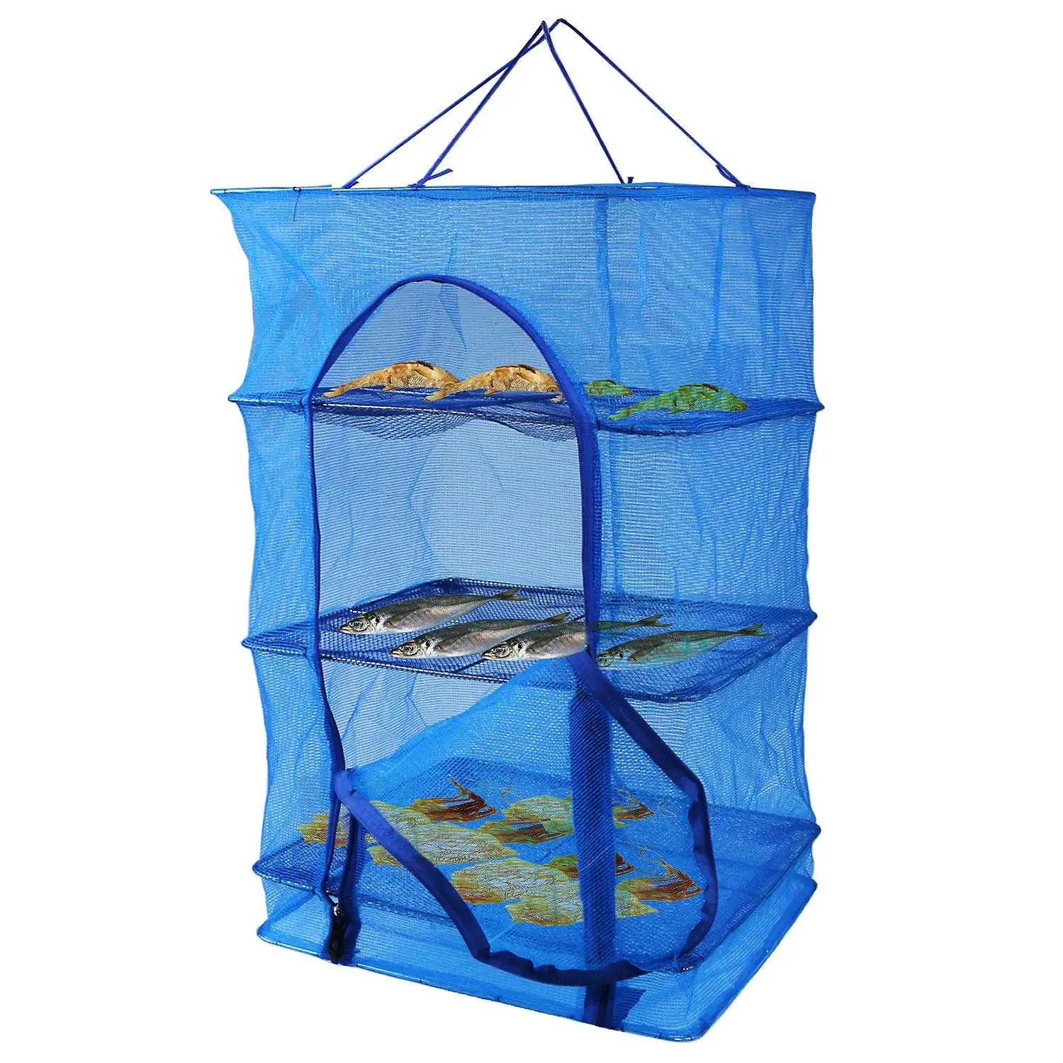 

Fish Mesh Hanging Drying Net Food Dehydrator Durable Folding 4 Layers Fish Vegetable Dishes Dryer Net Drying Rack