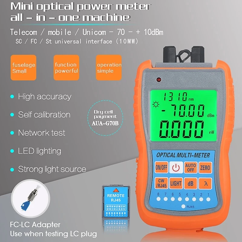 

COMPTYCO AUA-G70B/50B 4 in1 Mini Optical Power Meter Visual Fault Locator Network Cable Test Optical Fiber Tester 10KM 30KM VFL