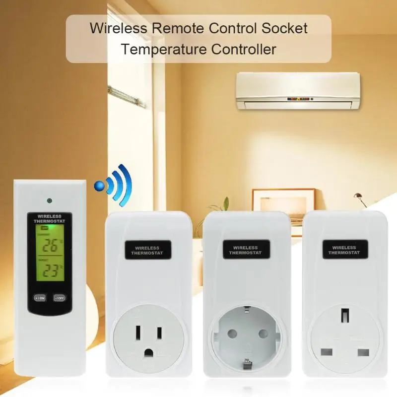 Умная розетка Цифровая беспроводная Wifi розетка контроль температуры розетка ЖК-дисплей с пультом дистанционного управления настенная электрическая розетка