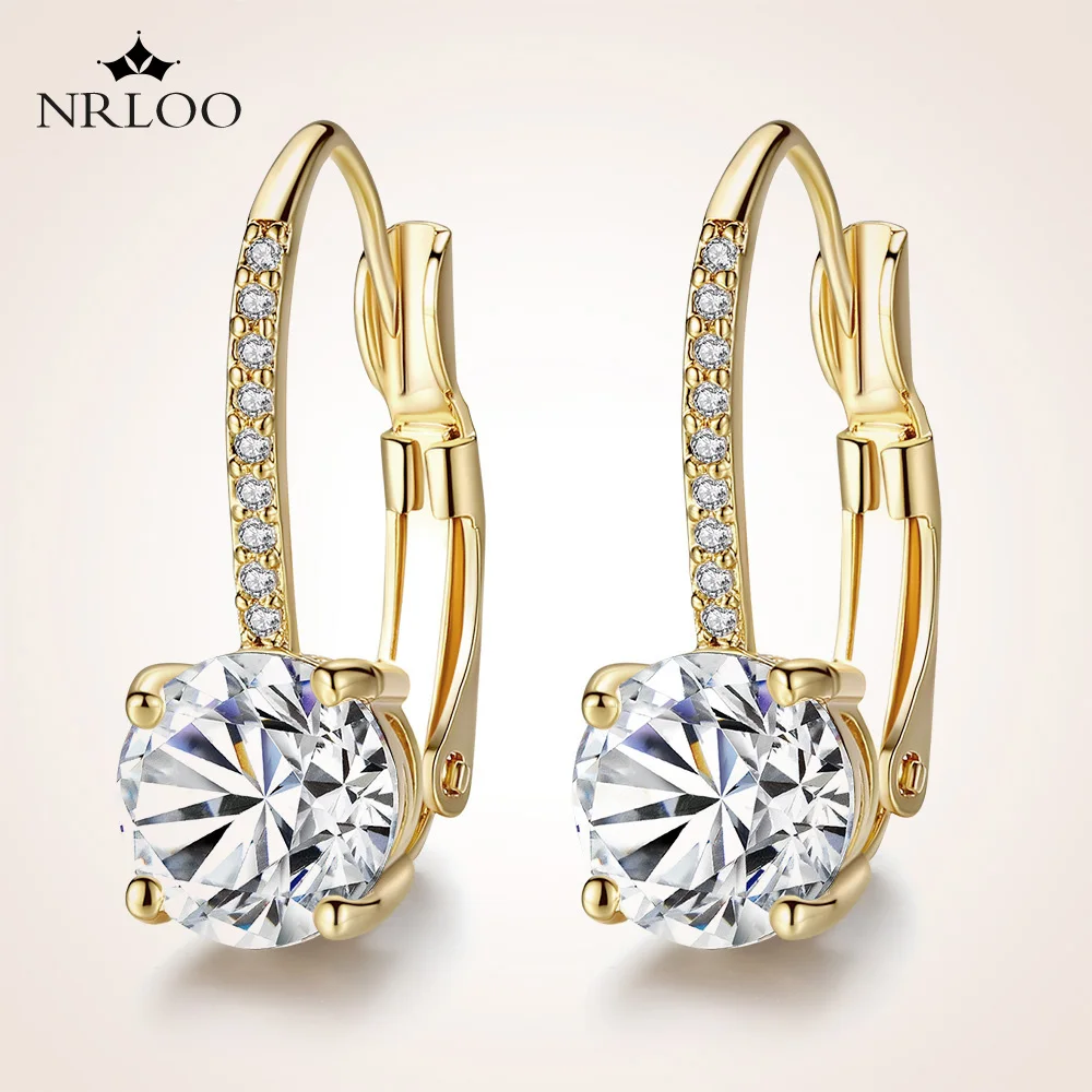 

New Fashion Ladies Ear Hooks Inlaid Zircon Hot Selling Simple Temperament Earrings Gold Round Diamond Earrings Jewelry Gifts