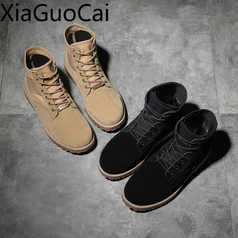 Осень зима мужские ботинки Martin с высоким берцем армейские работы