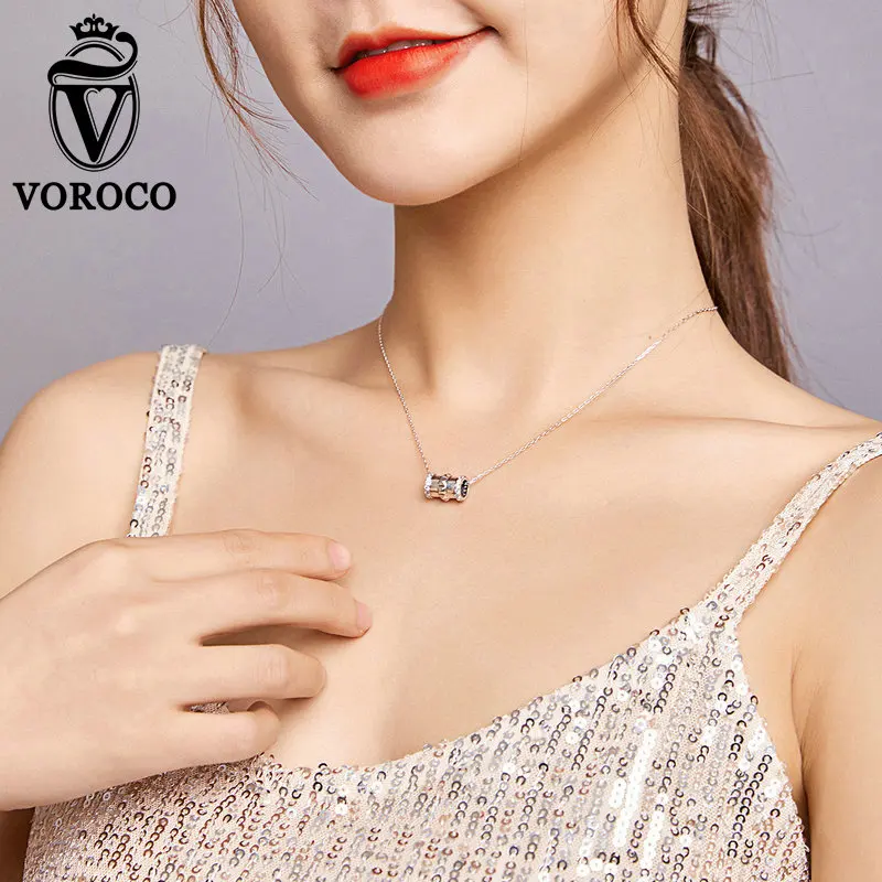 VOROCO 925 Sterling Silver Cool Small Waist Charm Pendant Necklaces for Women New Fashion Jewely Chokers Fine Jewelry | Украшения и