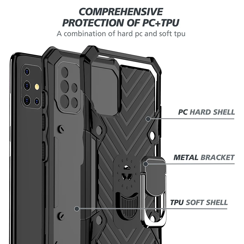 KEYSION Shockproof Case For Samsung A51 A71 A41 A21 A11 A01 Ring Back Phone Cover for Galaxy S20 Ultra S20+Plus S10 Note 10 Lite | Мобильные