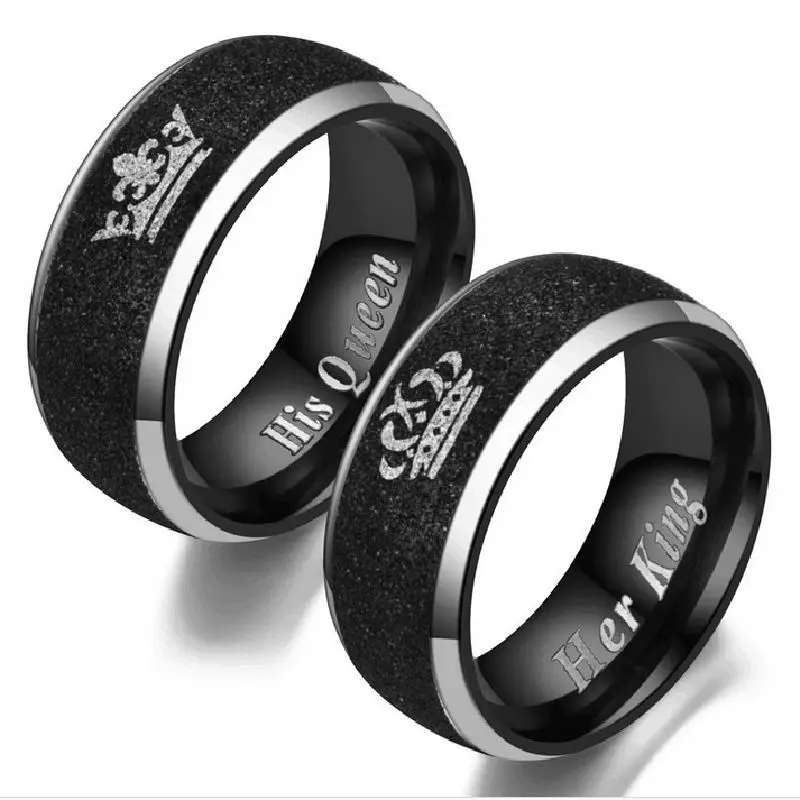 Титановая сталь изысканный черный жемчуг песок Корона его королева ее король