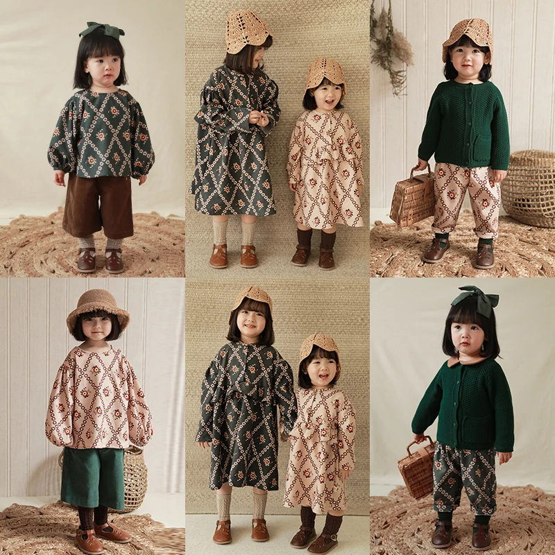 

2021 new spring baby girls flower printing soft round collar long sleeve T shirt children top