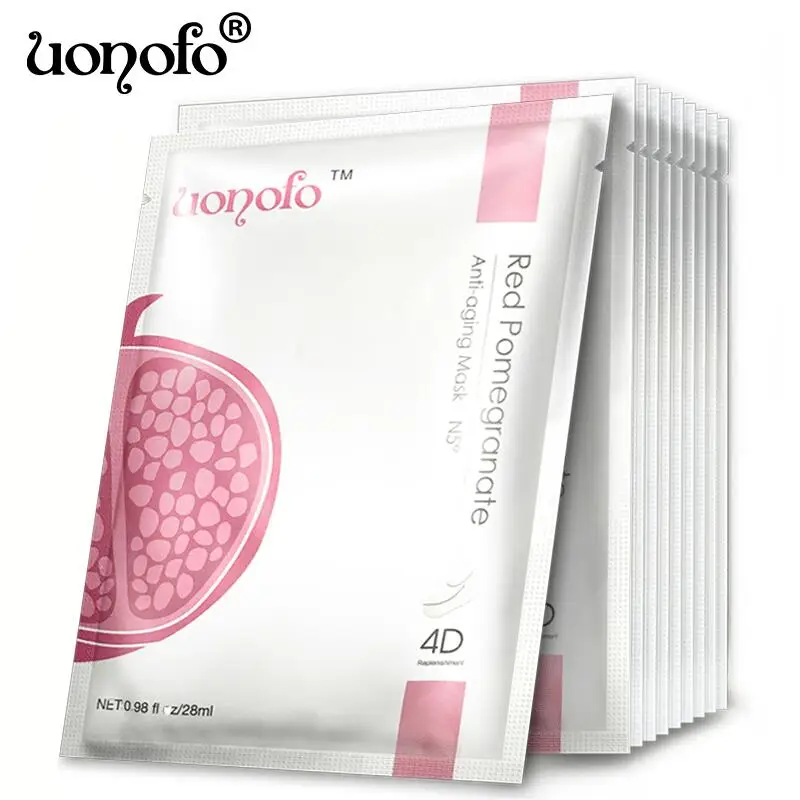 

UONOFO 4D Natural Fruit Essence Masks Whitening Hydrating Moisturizing Remove blackheads Pomegranate facial mask skin care 1pcs