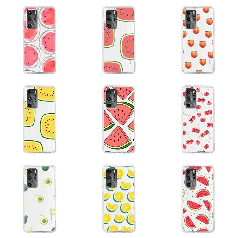 

Summer Fruit Watermelon Lemon Phone Case For Huawei P40 P30 P20 Mate Honor 10i 30 20 i 10 40 8x 9x Pro Lite Transparent Cover