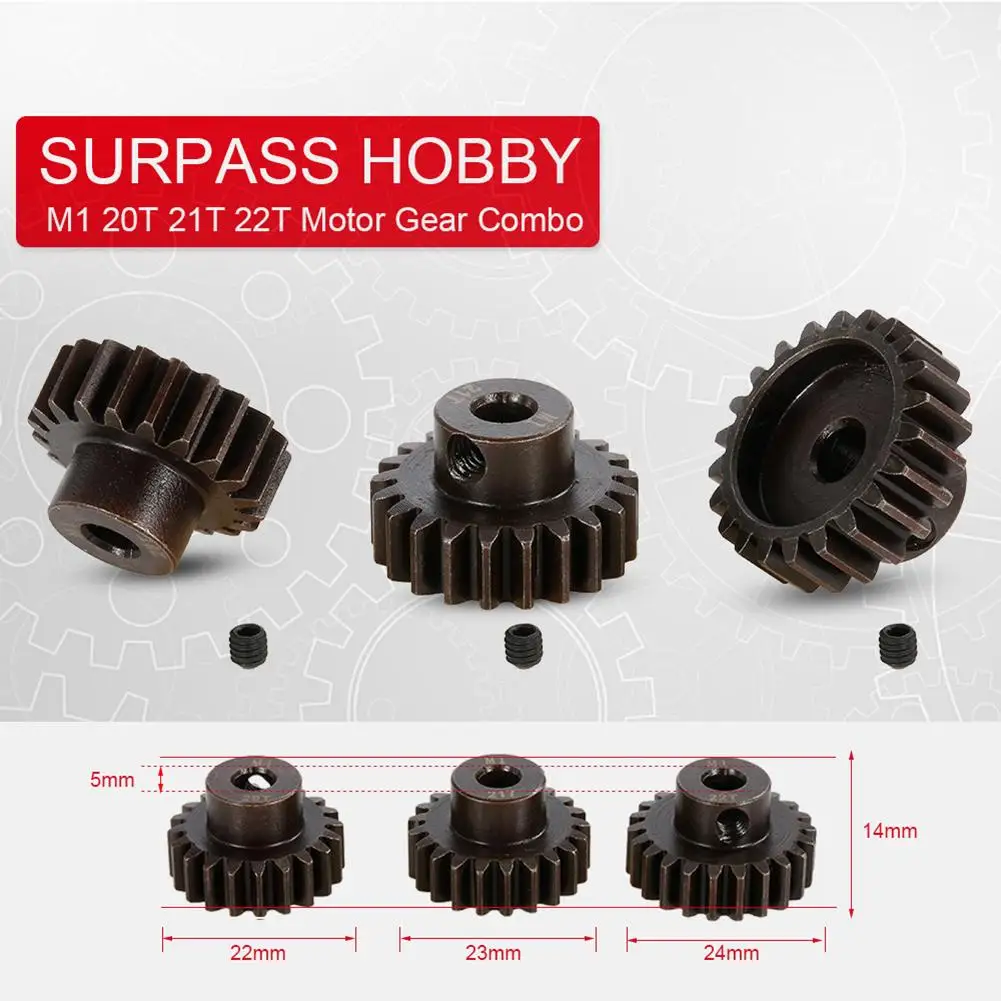 1/8 RC M1 5 мм 11T / 12T 13T 14T 15T 16T 17T 18T 19T 20T 21T 22T Шестерня двигателя комбинированная|Детали и