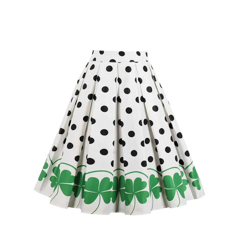

MIXINNI 50s 60s Retro Skirt Women Printed Flowers Vintage Party Pleated Loose Skirts Elegant Woman Clothes 1623