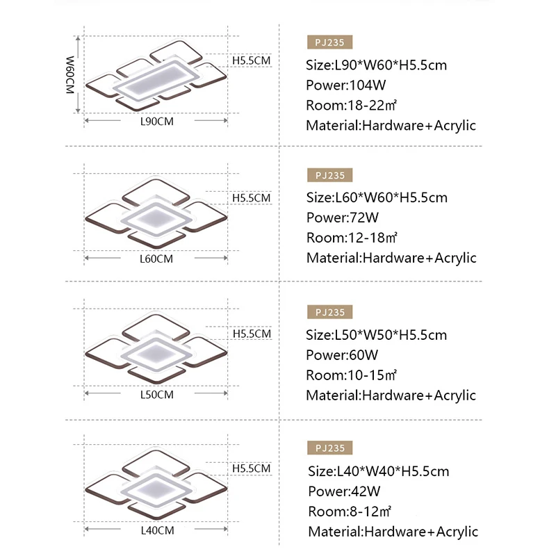 

Modern LED Chandeliers Aluminum+acrylic Modern Chandelier Lighting Fixtures Brown Plafonnier LED Bulbs Semiflush Mount Iron AC