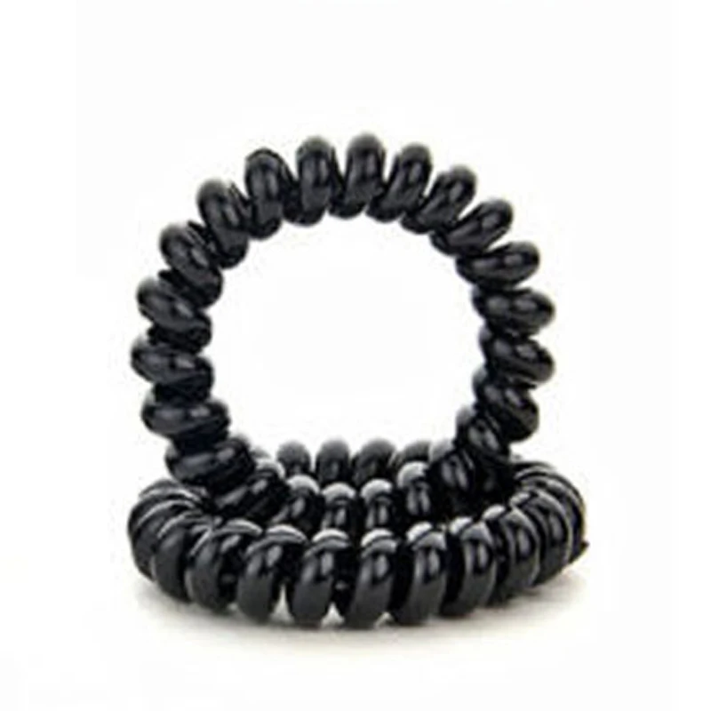 10/15/20Pcs Black Telephone Wire Line Elastic Hair Bands for Girls Scrunchies Spring Rubber Band Gum Accessories |