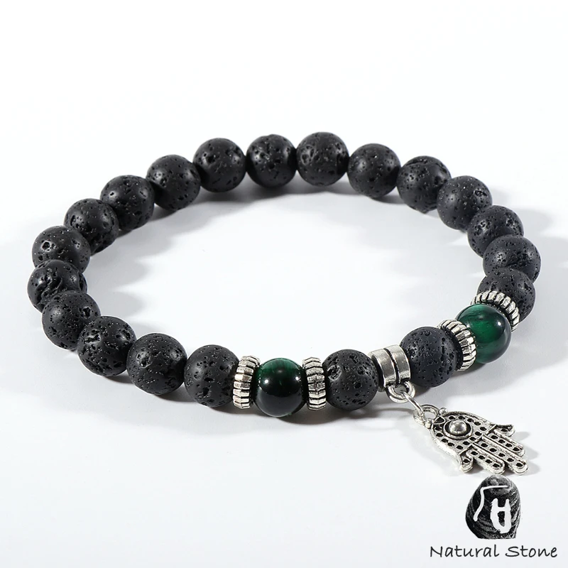 Мужской 8 мм браслет из натурального камня красный зеленый тигровый глаз и