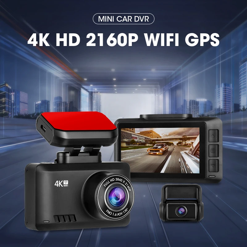 JMCQ 4K Автомобильный видеорегистратор 1296P GPS Pro WiFi приборная панель камера монитор