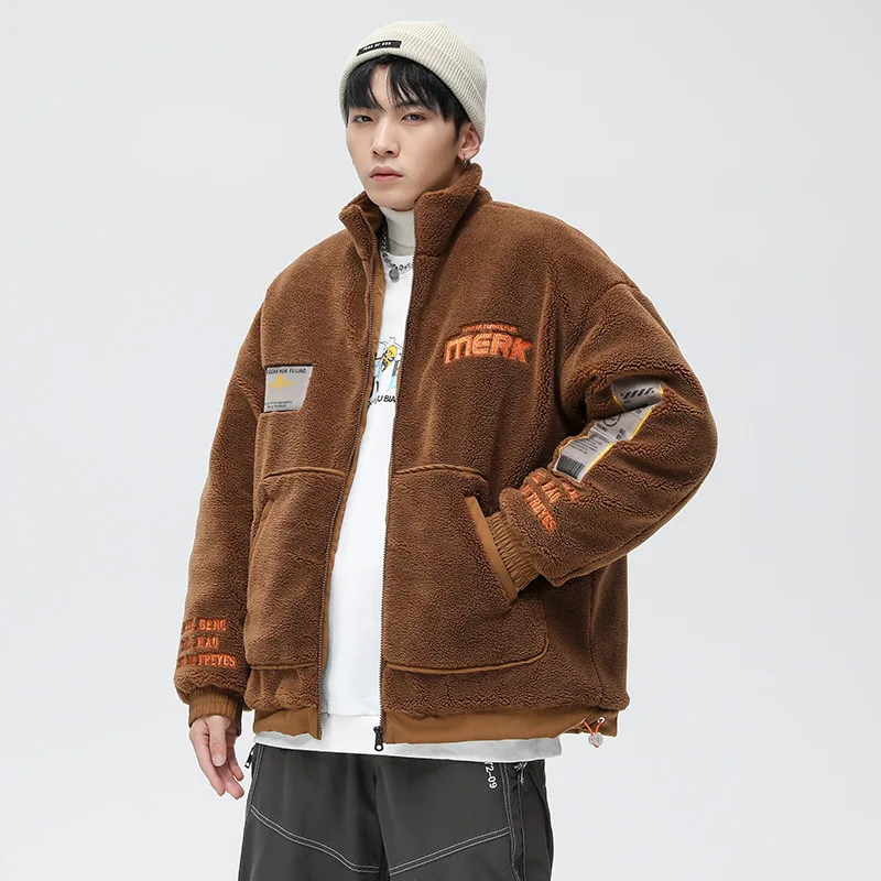 Men's Fashion Imitation Lamb Velvet Jacket Men's Autumn and Winter Fashion Brand Men's Thick Coat Japanese Winter Jacket Men