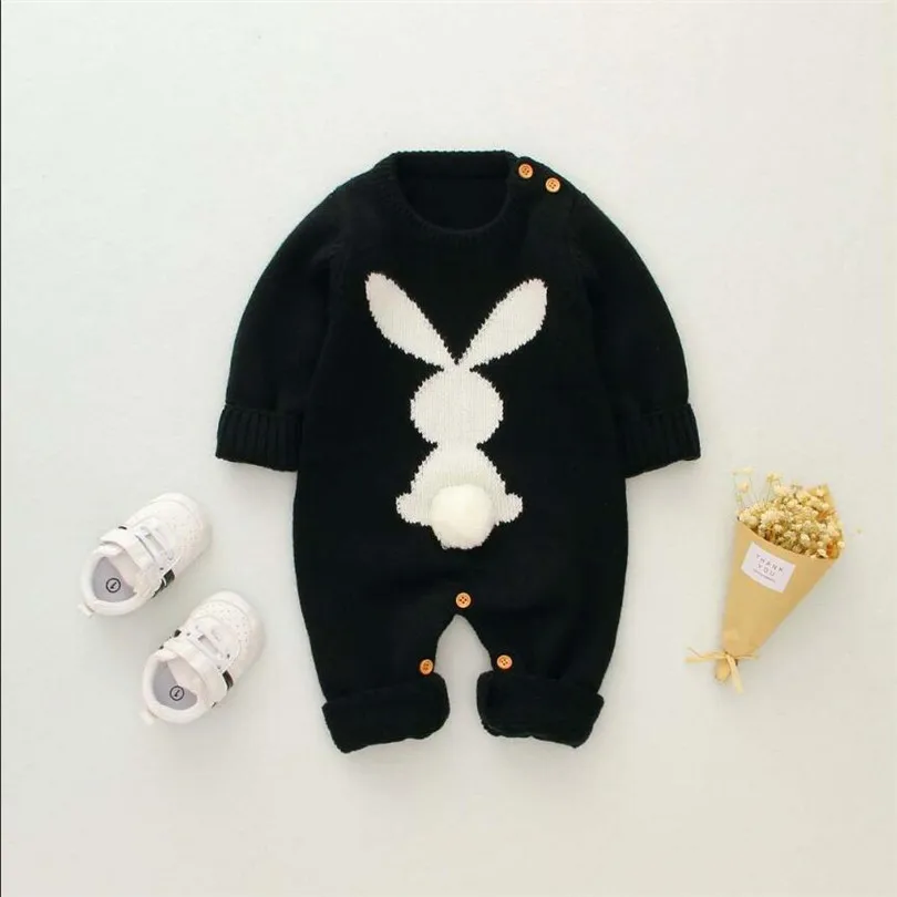 Knitted Baby Romper Girl Autumn Winter Newborn Baby Clothes Rabbit Animal Cotton Baby Boy Romper Infant Baby Jumpsuit For Boy