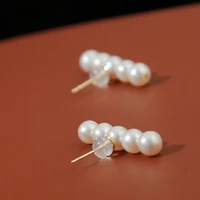 green purple natural white pearl a row stud earrings for women girls birthday gifts geometry charm fashion jewelry silver pin